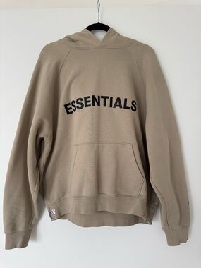 Essentials Taupe Hoodie with Black Logo